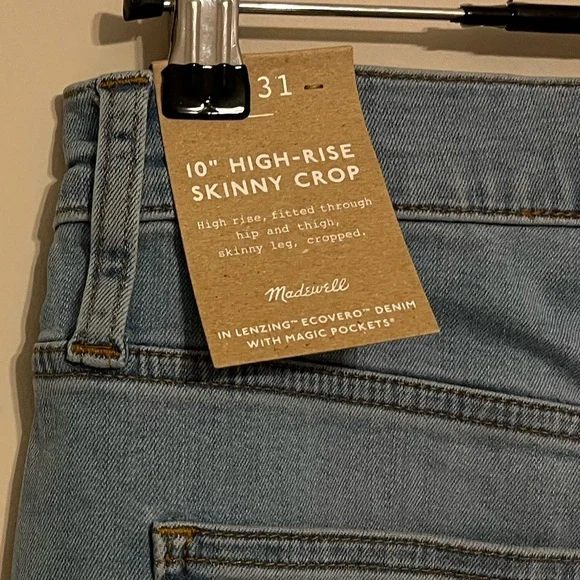 Madewell 10” High Rise Skinny Crop Raw Hem Size 31 - Picture 7 of 10